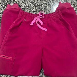 Women’s dark magenta Zamora - high waisted scrub pants XS